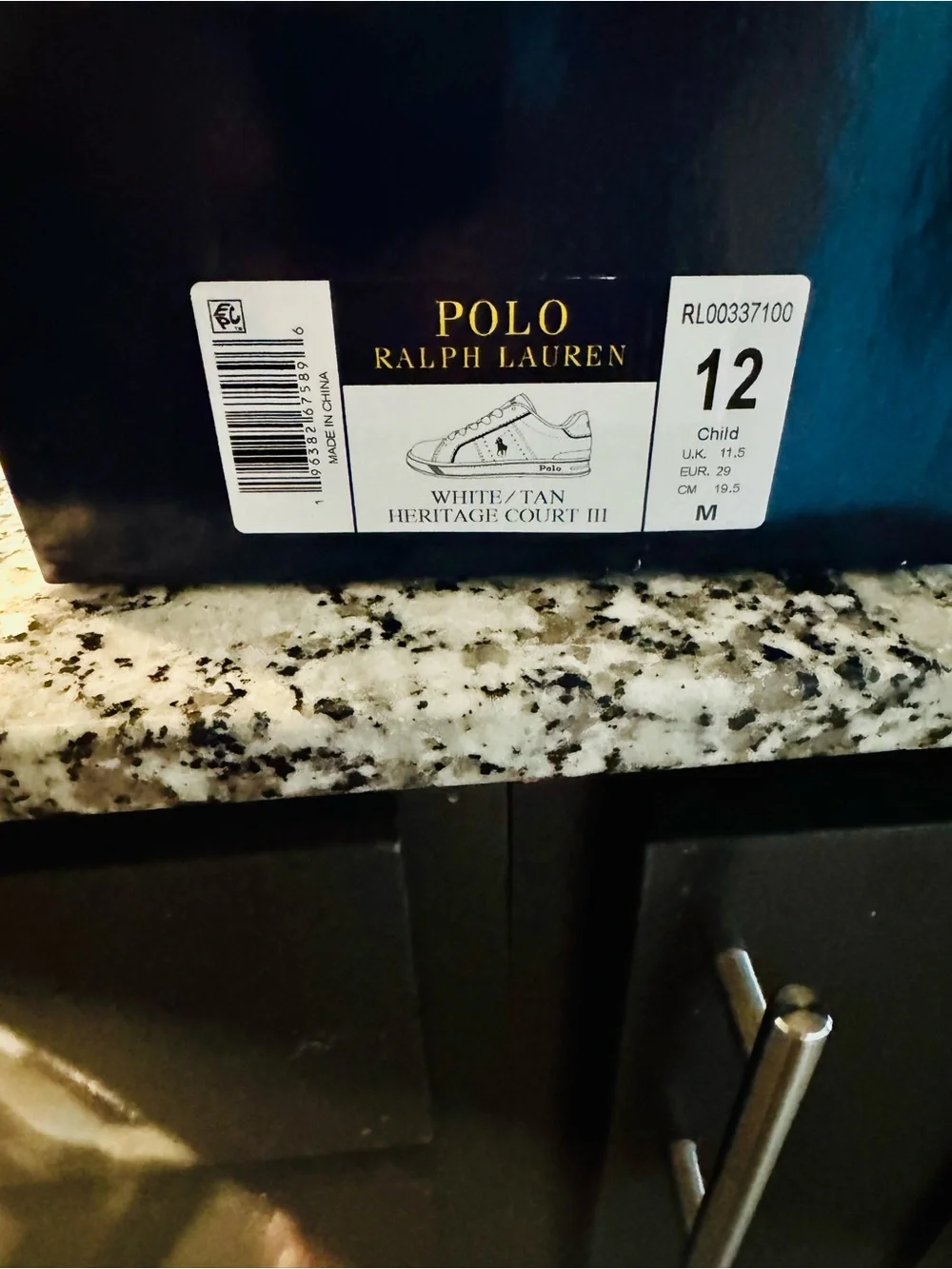 Ralph Lauren White Sneakers with Brown Suede Heel Kids Polo Shoes
